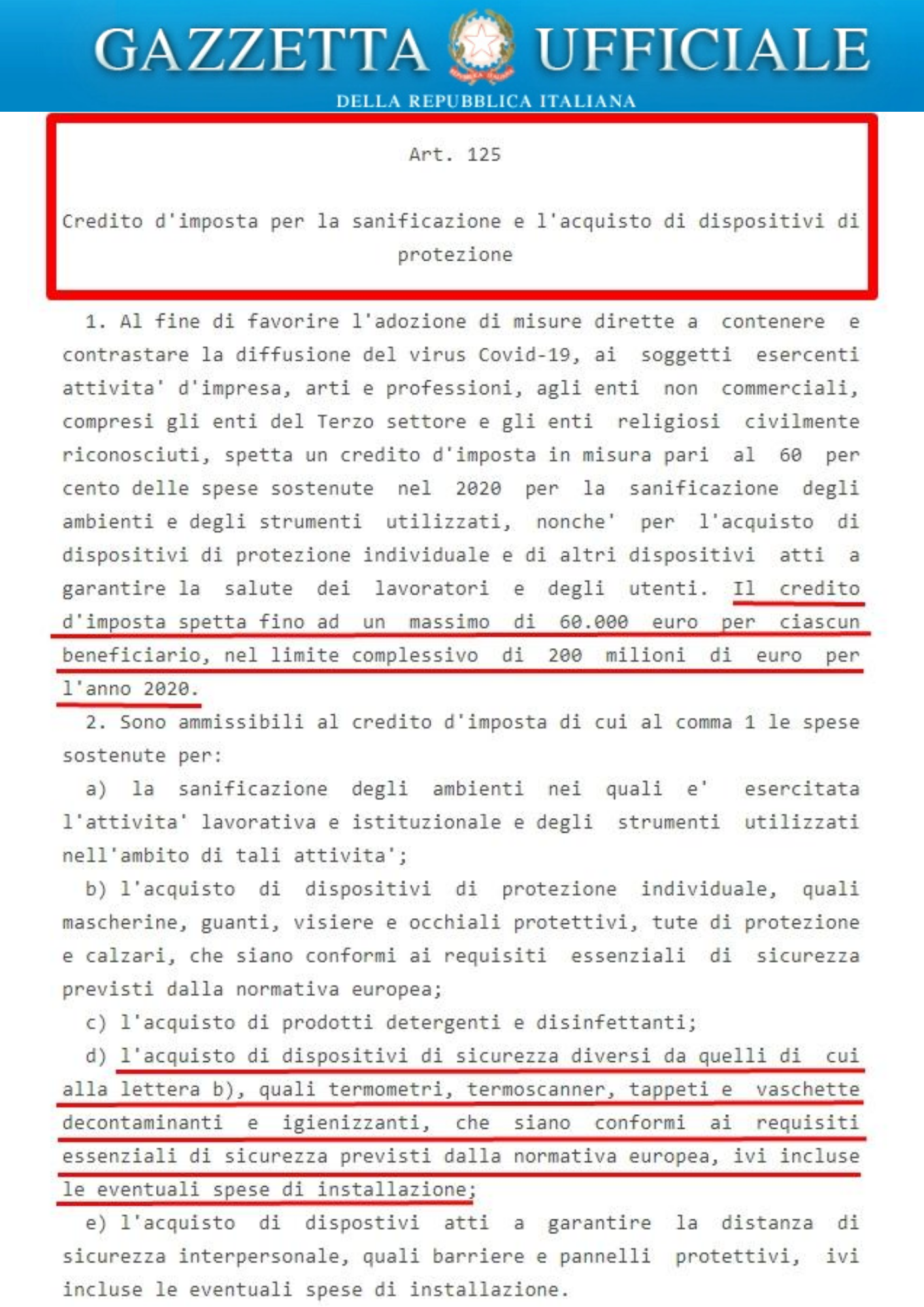 Bonus sanificazione tra le novità del decreto Rilancio